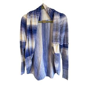 Calia by Carrie Underwood Blue Striped‎ Open Front Knit Cardigan Sweater Large
